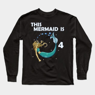 4th Birthday Mermaid Long Sleeve T-Shirt